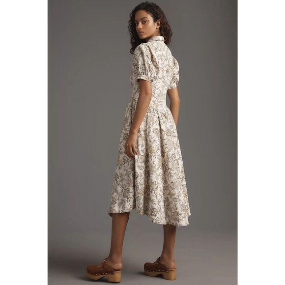 New Anthropologie Pilcro Short-Sleeve Denim Midi Shirt Dress Sz Us14 - Picture 3 of 9